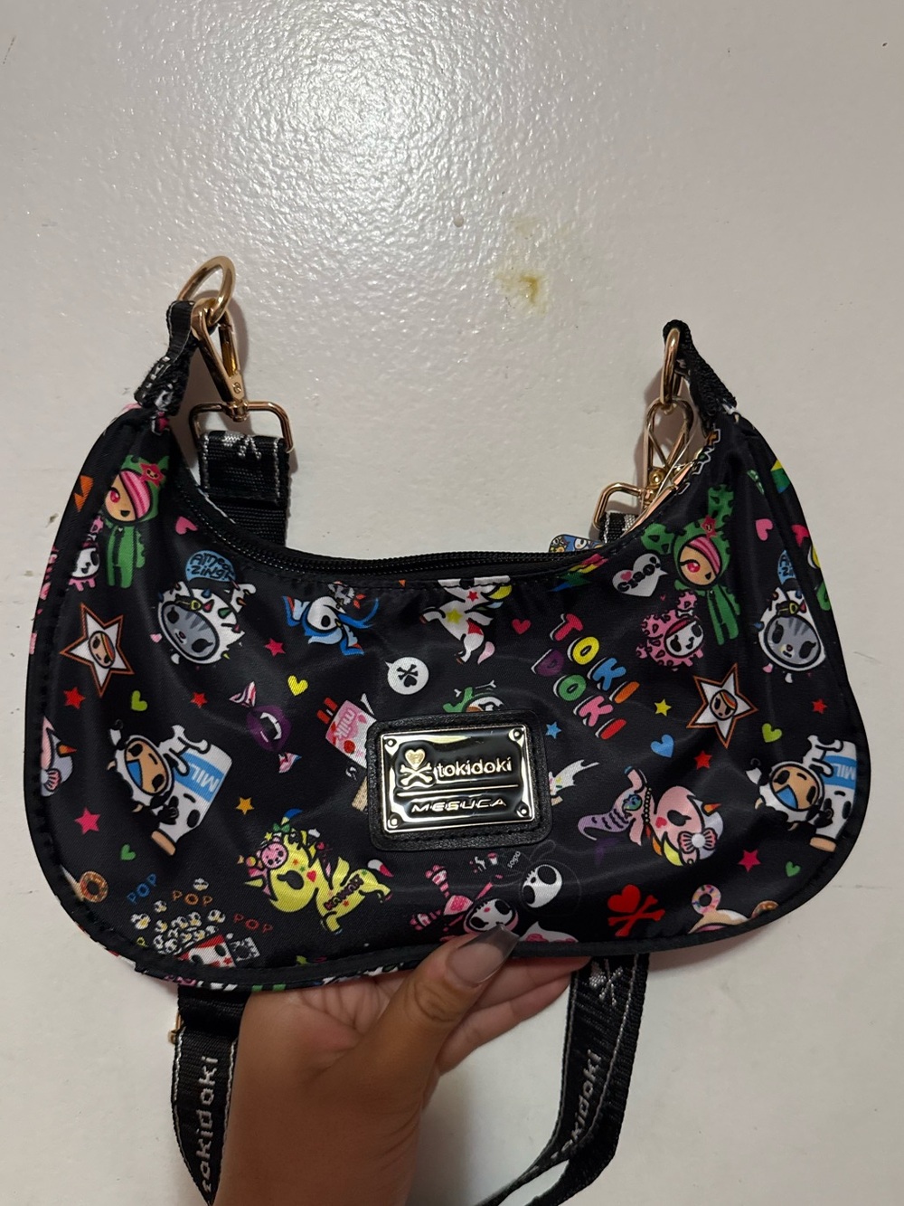 tokidoki Black Multicolor Character Print Crossbody Bag